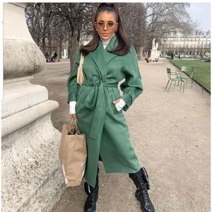 Zara Green Wrap Belted Long Coat 7522/050/500